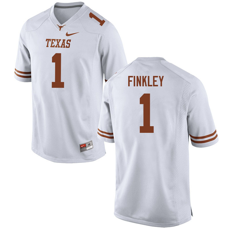 Men #1 Justice Finkley Texas Longhorns College Football Jerseys Sale-White